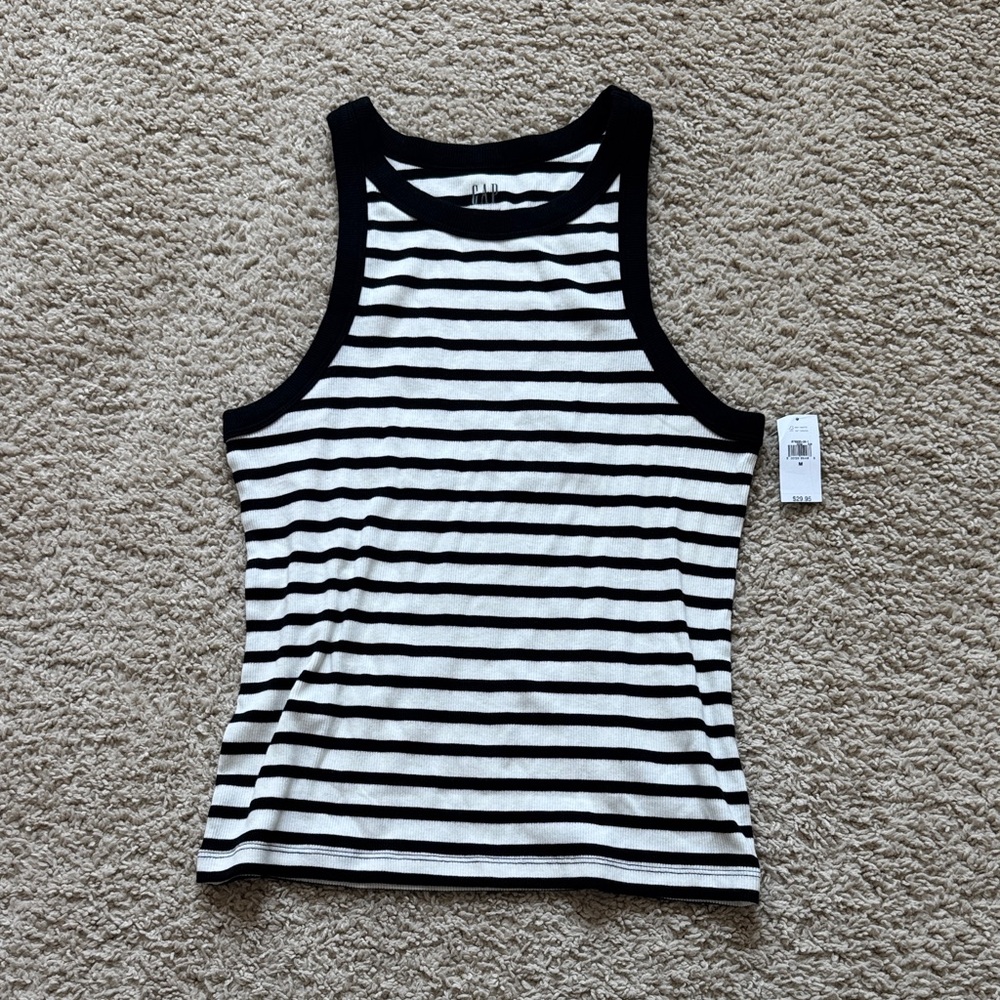 ⭐️NWT⭐️ GAP Black and White Striped Tank Top - Med